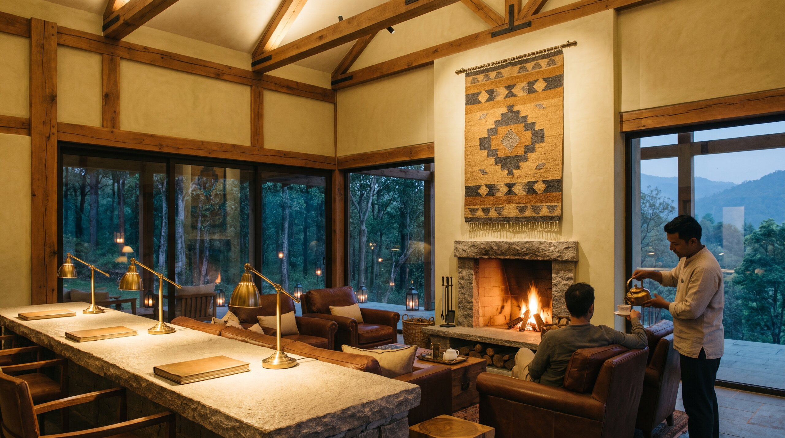 A fire and a cup of tea at the lodge