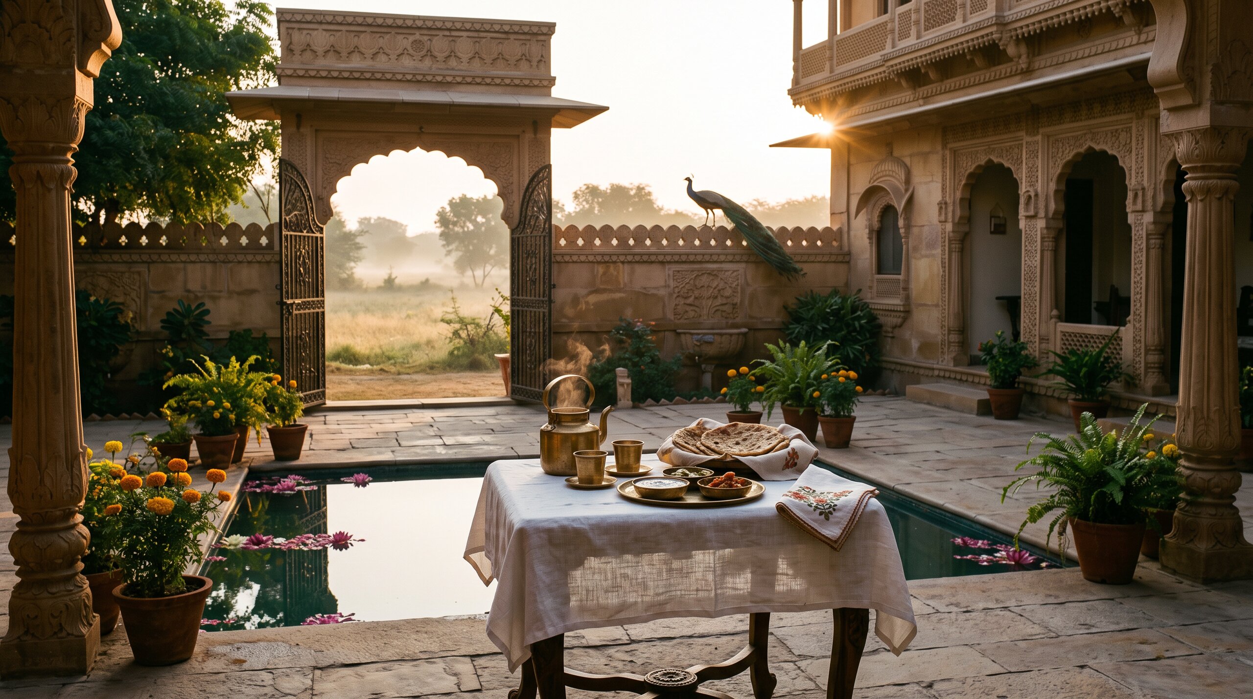 Morning chai in the courtyard