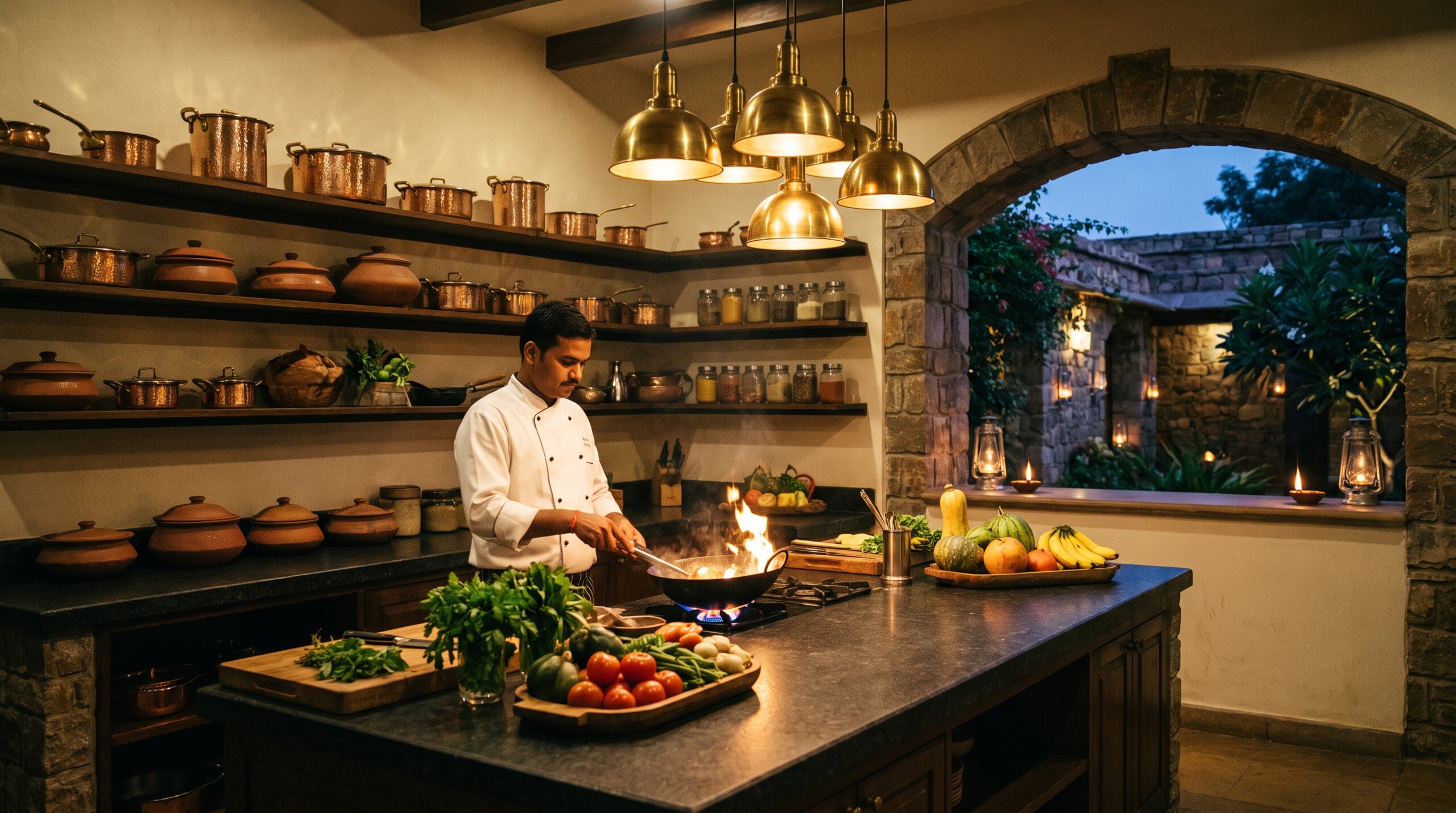 The chef at work at night