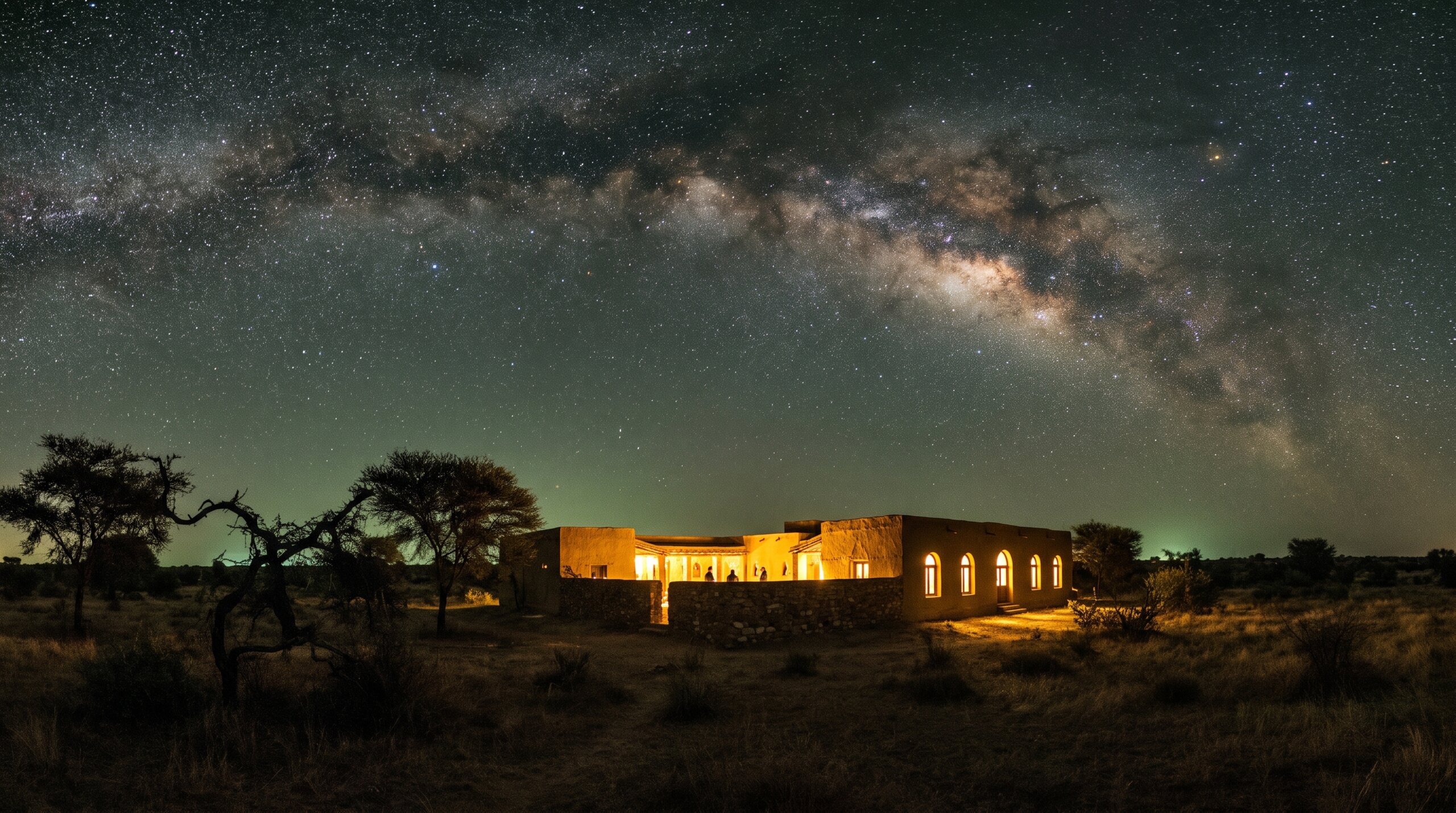 One house alone under the Milky Way